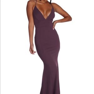 PLUM FORMAL LATTICE DRESS